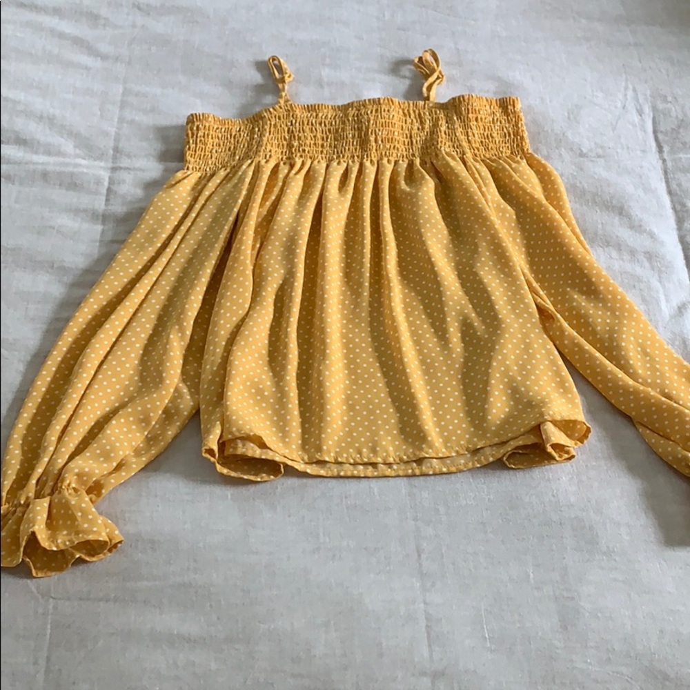 Yellow off the shoulder blouse